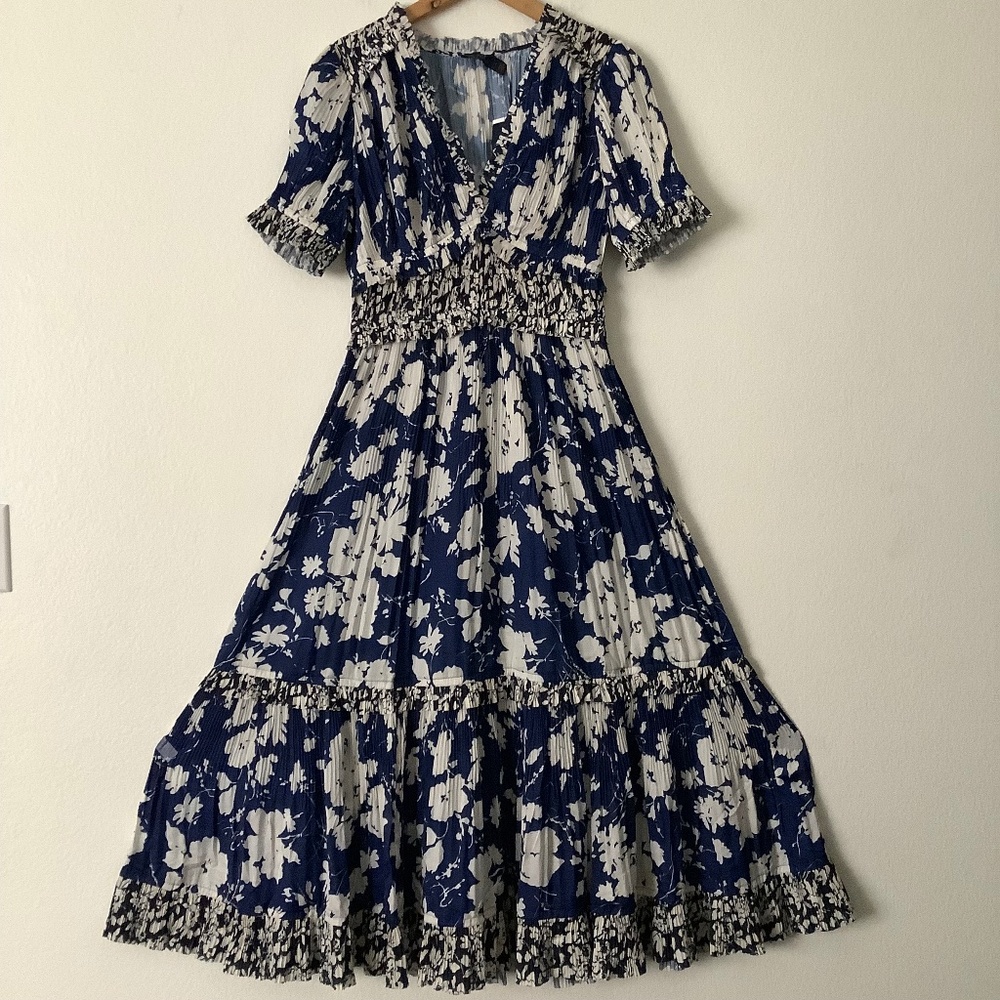 New Polo Ralph Lauren Navy / White Floral Long Dress Size 4